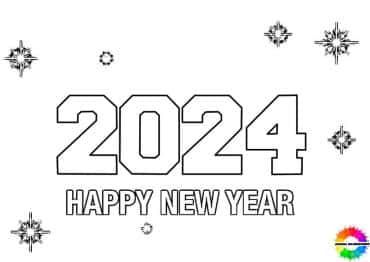 Happy New Year 2024 Coloring Pages Free Download