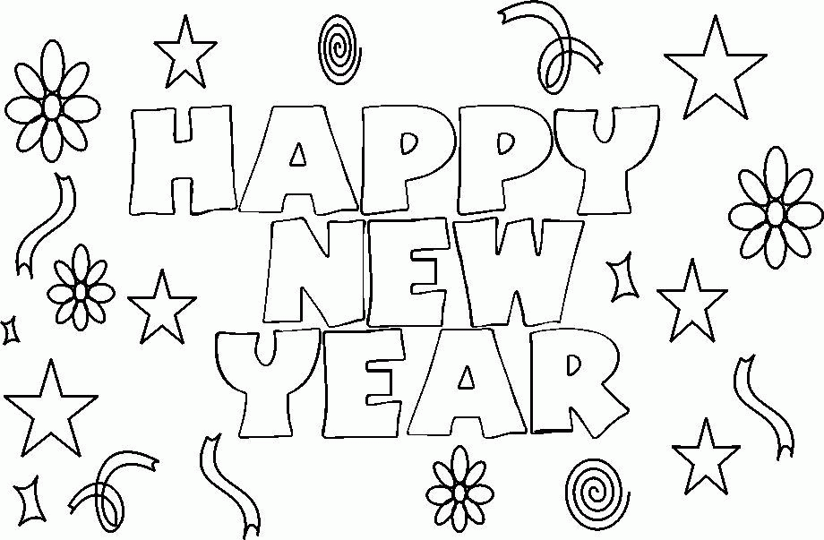 Happy New Year 2024 Coloring Pages Free