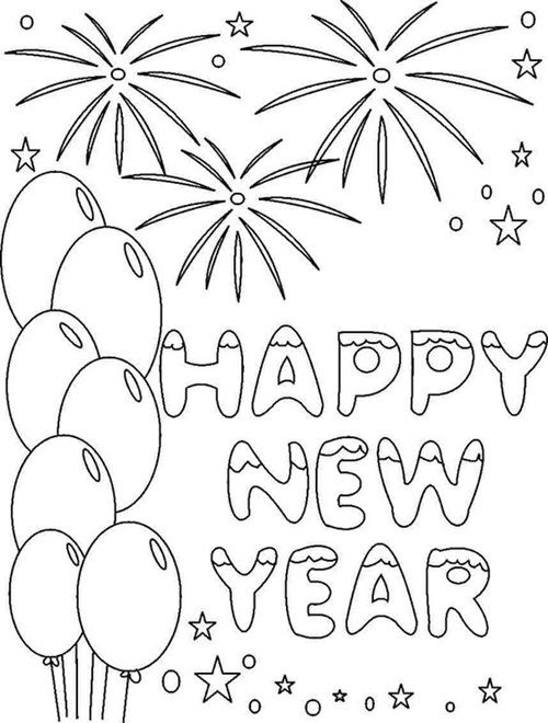Happy New Year 2024 Coloring Pages for Facebook