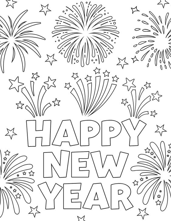 Happy New Year 2024 Coloring Pages for Kids (3)