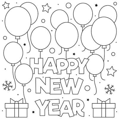 Happy New Year 2025 Coloring Pages Images Free