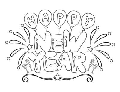 Happy New Year 2025 Coloring Pages Images for Kids