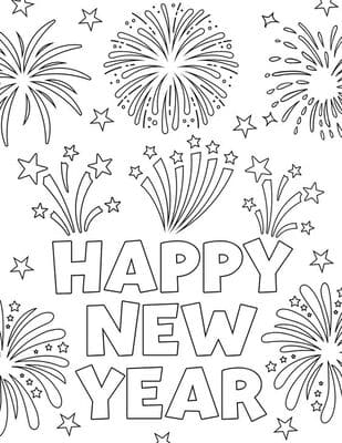 Happy New Year 2025 Coloring Pages for Kid