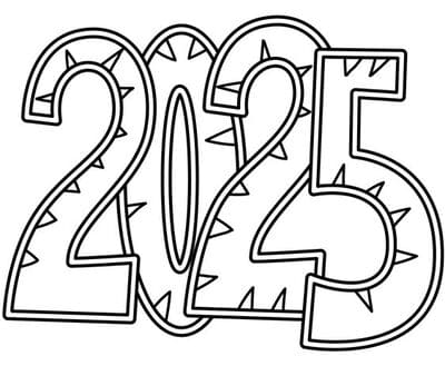 Happy New Year 2025 Coloring Pages