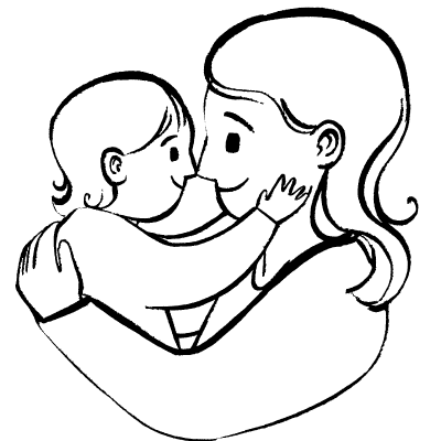 Mothers Day Black and White Clipart Image