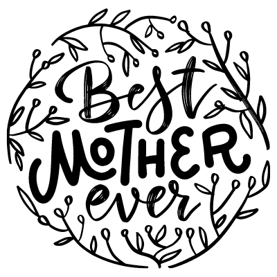 Mothers Day Black and White Clipart Picture