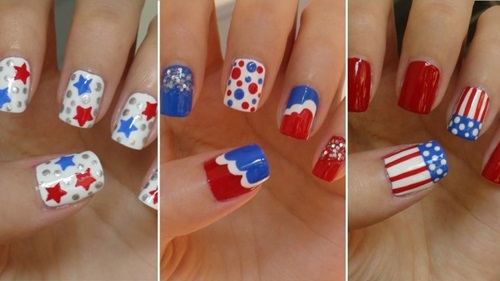 USA 4th of July Nail Art for Facebook